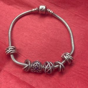 Pandora bracelet with charms